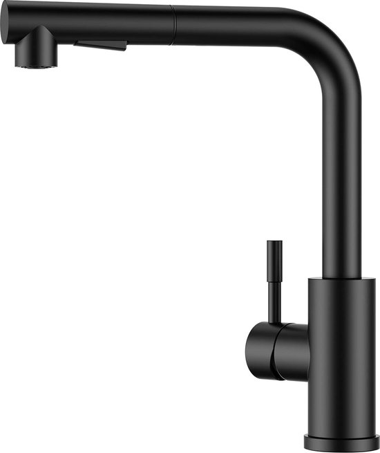 Beärsk® -Keukenkraan met Uittrekbare Uitloop - Keukenmengkraan - Handdouche - Uittrekbaar - Flexibele Slang - zwart - 360° Draaibaar