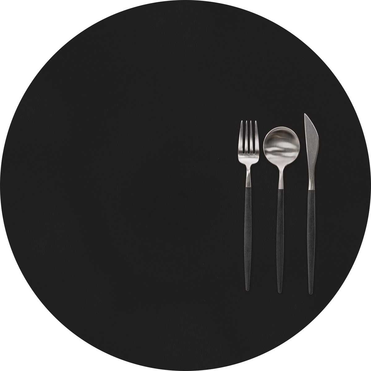 ZICZAC - Placemat TOGO - SET/6 - Rond - Dubbelzijdig - Kunstleer - Dia 38 cm, zwart