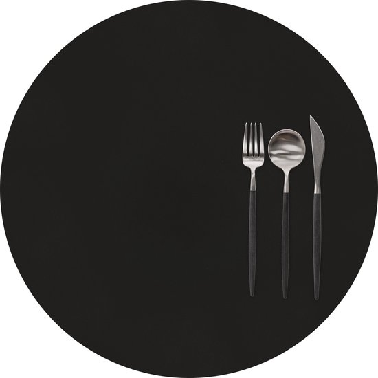 ZICZAC - Set de table TOGO - SET/6 - Rond - Double face - Simili cuir - Dia 38 cm, noir