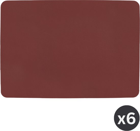 ZICZAC - Set de table TOGO - Lot de 6 - Double face - Simili cuir - 33x45 cm, rouge