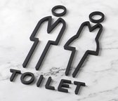 Deurbordje Toilet - WC bordjes - Man en Vrouw 3D - Hoogwaardig Acryl bord - Zelfklevend - WC Heren Dames - Pictogram - Deurbord - Toilet