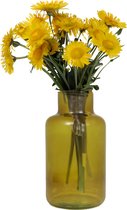 Floran Bloemenvaas Milan - transparant oker geel glas - D15 x H25 cm - melkbus vaas met smalle hals