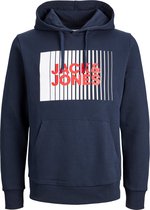 JACK & JONES Corp logo sweat hood play regular fit - heren hoodie katoenmengsel met capuchon - blauw - Maat: L