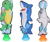Duikspeelgoed zwembad - set van 3x - zee figuren - dolfijn/schildpad/haai - kunststof - vakantiespel