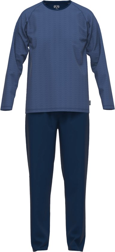 MEQ Heren Pyjama - Geprint Dessin - Ronde Hals - Blauw