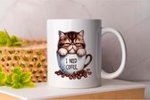Mok Coffee Addict - Cats - Gift - Cadeau - CatLovers - Meow - KittyLove - Katten - Kattenliefhebbers - Katjesliefde - Prrrfect - Caffee