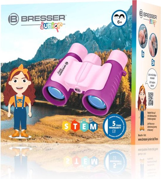 Bresser Verrekijker voor Kinderen 3x30 - Roze - Licht en Compact