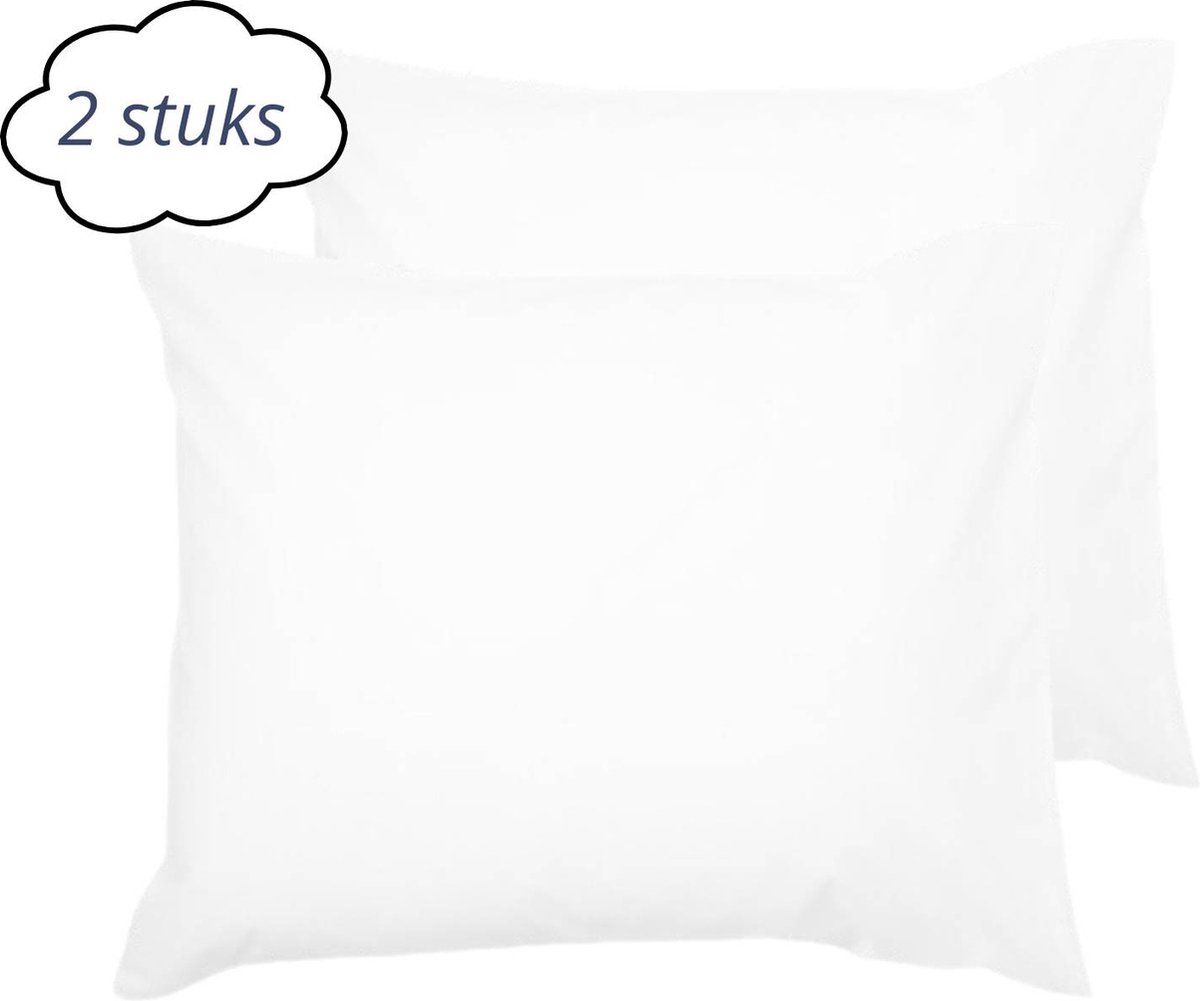 Droomtextiel Kussenslopen 60x70 cm Wit Set Van 2 Stuks - Hotelkwaliteit - 100% Hoogwaardige Katoen