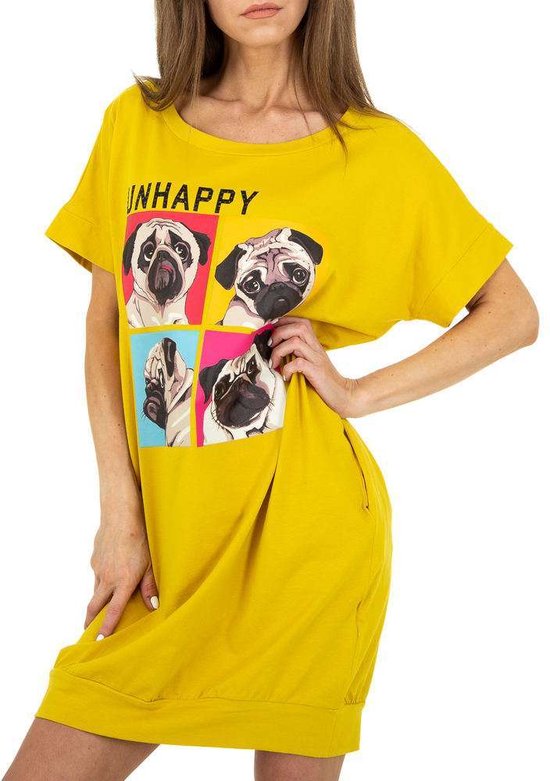 Chemise de nuit Glo- Story Imprimé chien malheureux jaune S/36