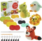 Craft ID Crochet Set - Set 4 pièces - Crochet pour Adultes de 14 ans et plus - Animaux mignons - Kit de crochet pour débutants
