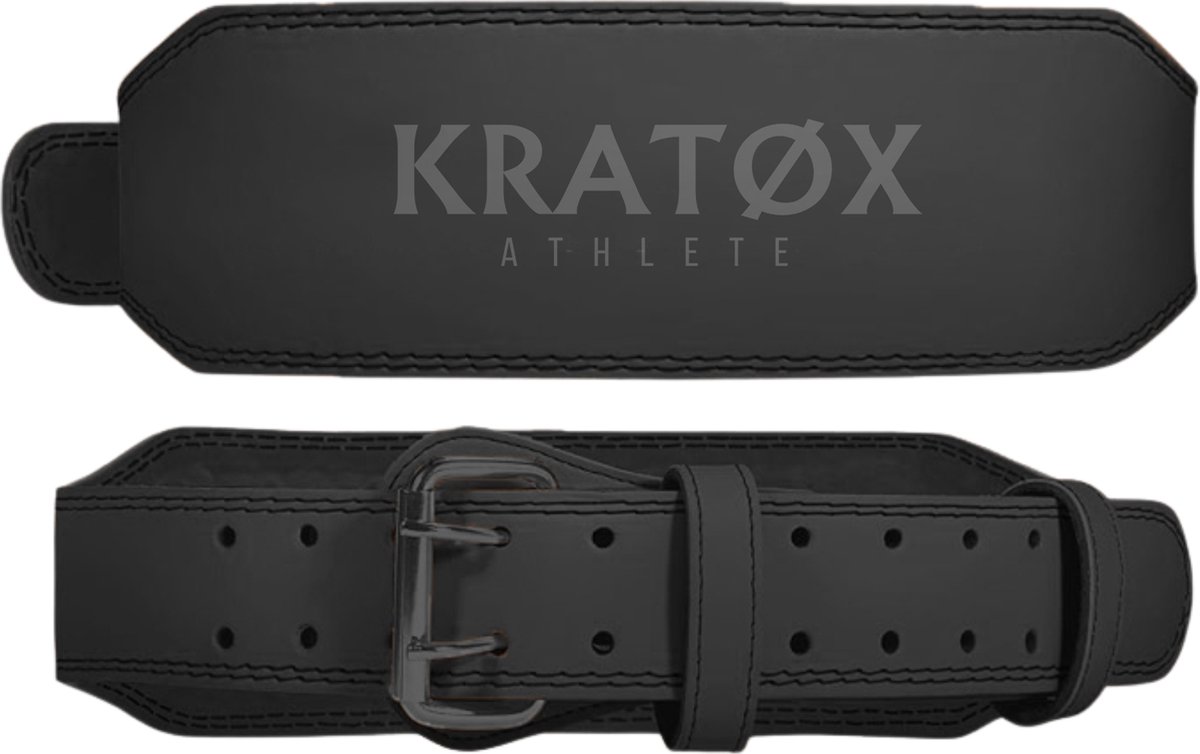 KRATØX Leren Lifting Belt - Halterriem - Powerlift Riem - Leer Gewichthefriem - Lever Belt - Powerlifting - Deadlift - Zwart - Maat M