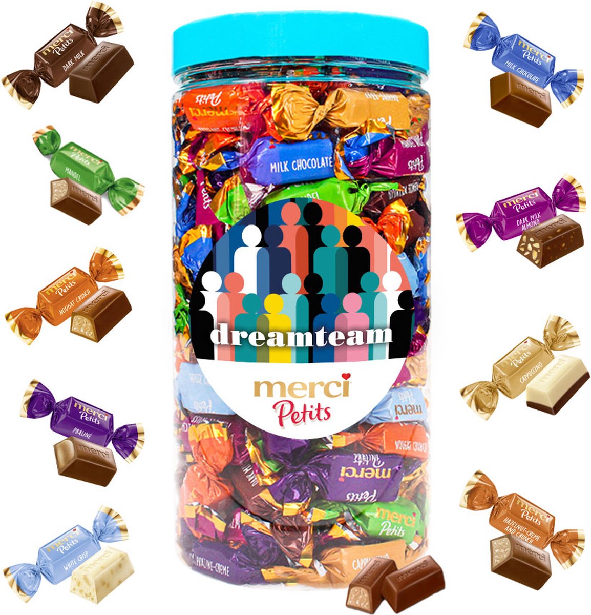 merci Petits chocolade pralines "Dreamteam" - chocoladecadeau - 8 smaken - 700g