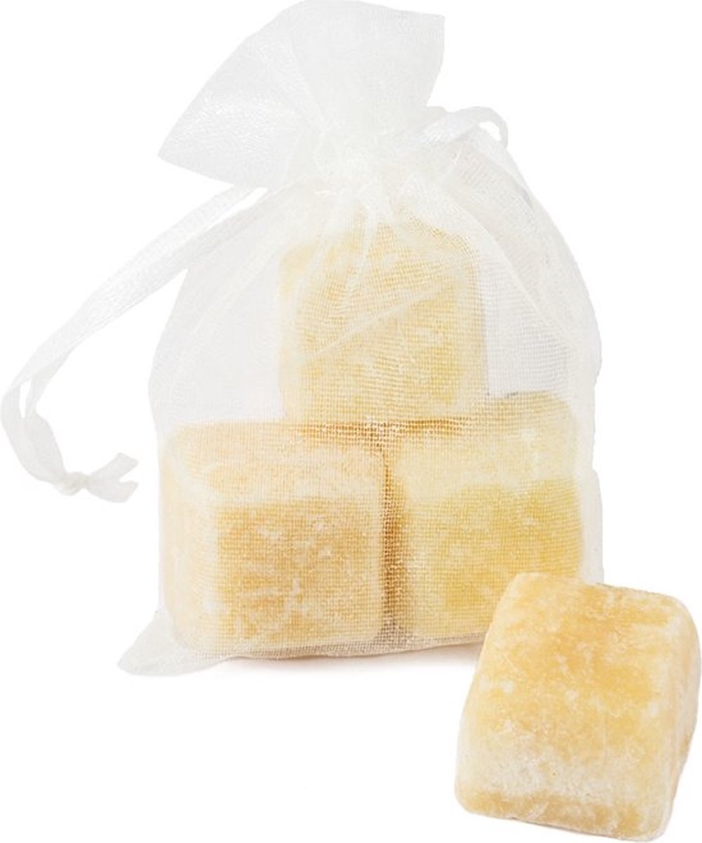 Organza zakje met 3x mini amberblokje ´Lily´ - leg de amberblokjes in een schaaltje of laa