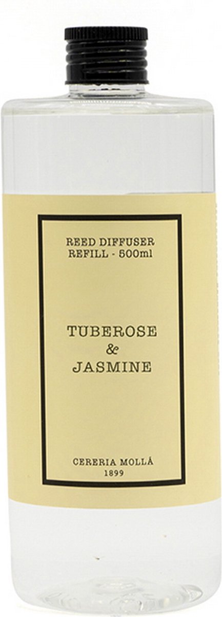 Cereria Mollà 1899 - Tuberos & Jasmine - navulling/refill voor geurstokjes inclusief 24 stokjes 25 cm lang - 500 ml