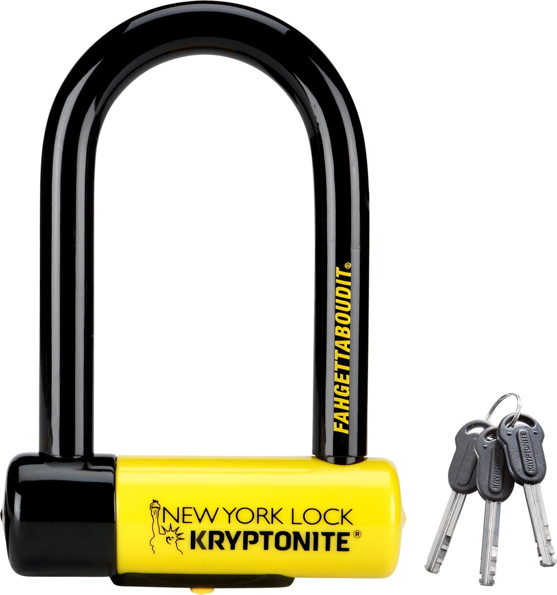Kryptonite New York Fahgettaboudit Mini Beugelslot S cooter – ART-4 – Motor, Scooter, Elektrische Fietsen – 215,3 x 8,3 cm – Geel