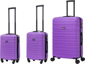 BlockTravel kofferset 3 delig ABS ruimbagage en handbagage 29 39 en 95 liter - inbouw TSA slot - paars