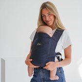 ROOKIE Baby Premium draagzak - Design buikdrager - Comfortabel en ergonomisch - Babydrager vanaf Geboorte - Ook voor Peuter - Biologisch katoen - Super zacht - Unisex: voor mama en papa (Donkerblauw)