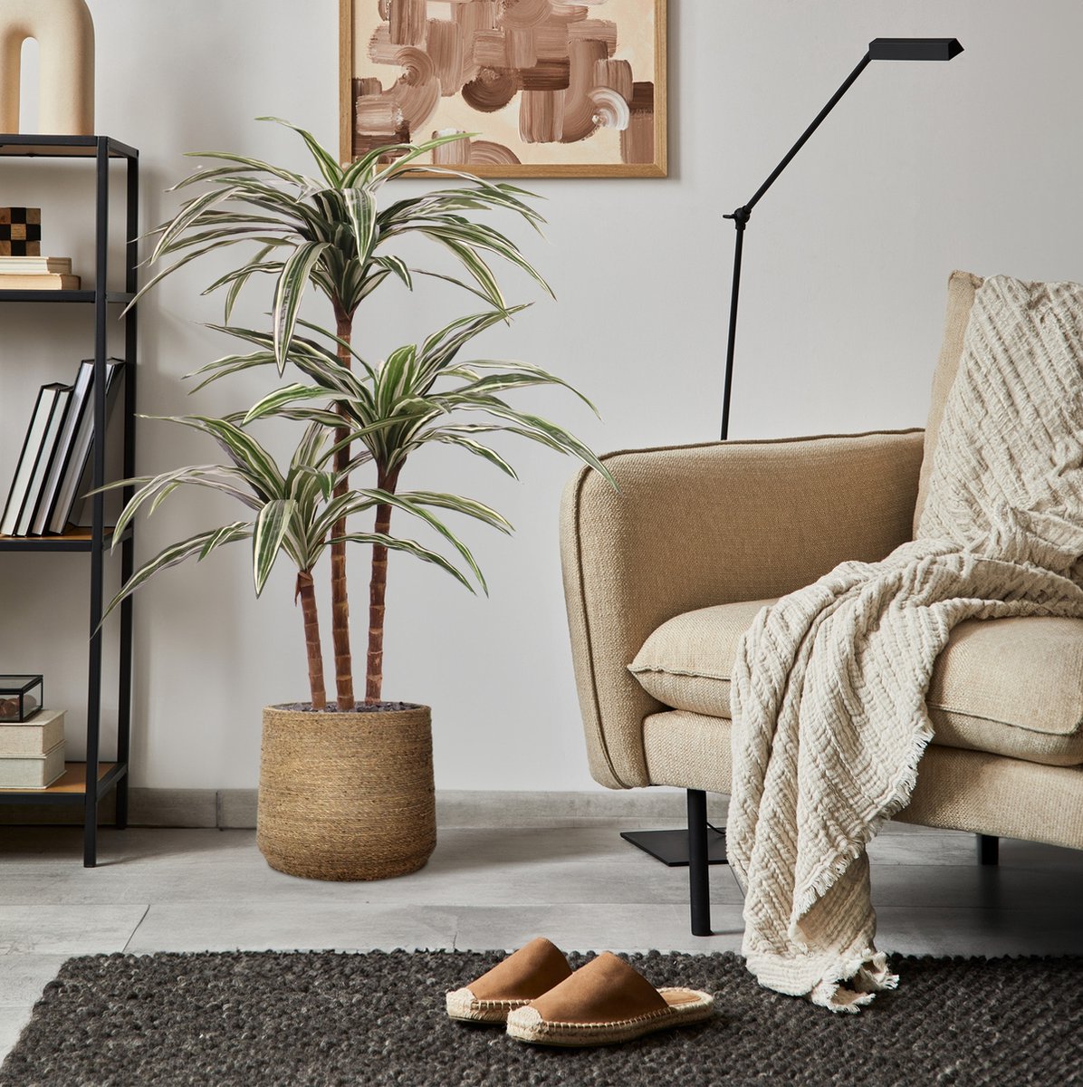 maxifleur Kunstplanten Draceana Deluxe kunstplant groen-bont 95cm