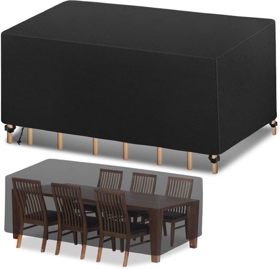 Housse pour meubles de jardin, housse Oxford 420D, ensembles de meubles avec cordon de serrage, imperméable, coupe-vent, résistant aux UV, bâche pour meubles de jardin, ensembles, housse de canapé, meubles de jardin (270 x 180 x 89 cm)