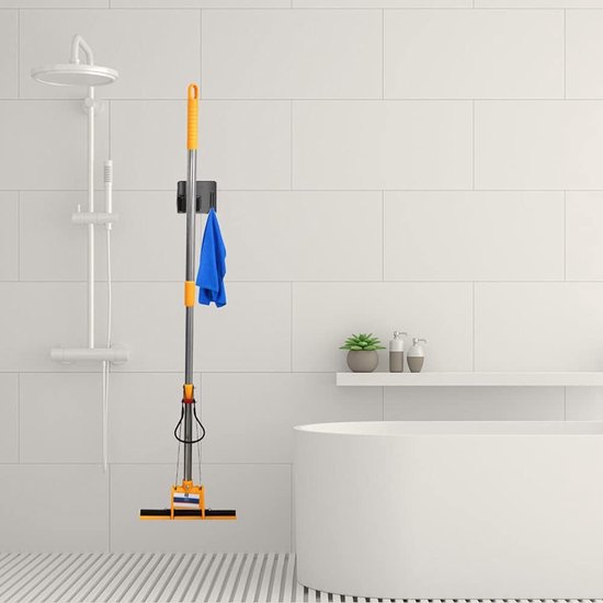 Support Mural Pour Balai Sans Perçage JJZGPP – Lot De 8 Accroches Grises, Adhésif Puissant – Pour Cuisine, Salle De Bain, Garage