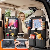 Organiseur de siège de voiture 4ème génération amélioré pour siège arrière pour tablette jusqu'à 10,5 pouces, 9 poches, rangement pour jouets Kids , protection de siège arrière résistante à l'eau (Zwart, 1 PC)