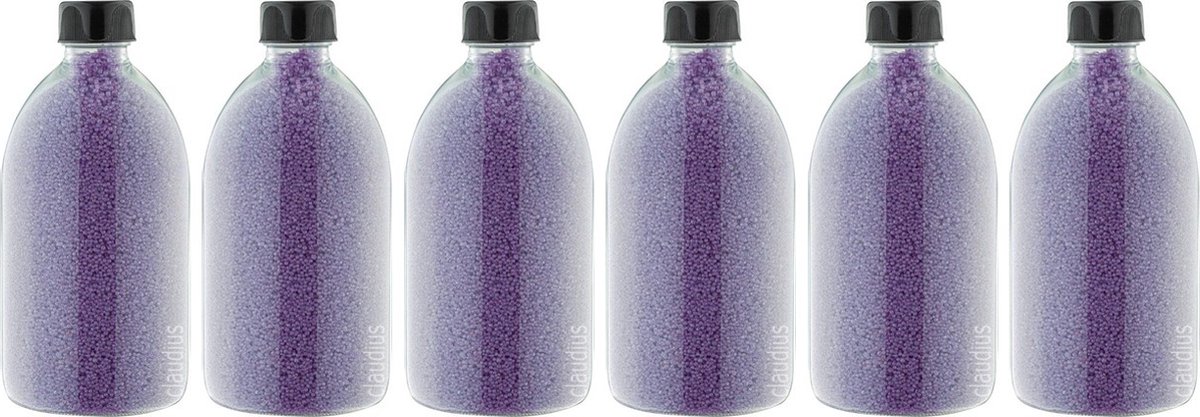 Goedkoopste Badkaviaar Lavendel - 400 gram - Fles met zwarte dop - set van 6 stuks - bad parels voor in bad