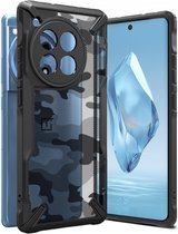 Ringke Fusion X | Hoesje Geschikt voor OnePlus 12R | Back Cover | Militaire Standaard | Camo Zwart