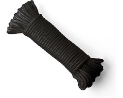 SNURO Gevlochten nylon Touw (6mm, 20M) - Slijtvast koord in sterke zwarte polyamide - Paracord koord - met zeer hoge breeksterktes