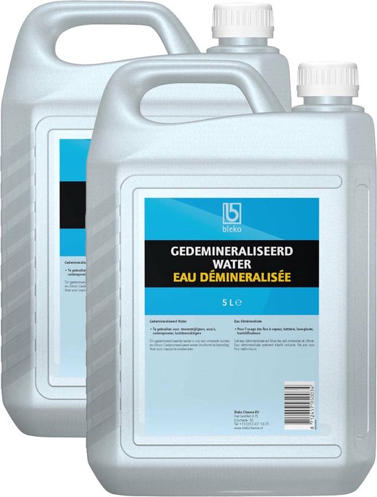 Foto: Bleko accuwater demiwater 2x gedemineraliseerd water fles 5 liter water zonder zouten voor ruiten strijkijzer auto en meer