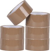 Verpakkingstape - bruin - 6x - 48mm x 50m - verpakkingsbenodigdheden voor kantoor/thuis