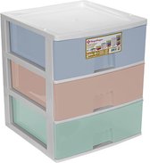 Hega Hogar Caisson à tiroirs/organiseur de bureau 3x tiroir - multicolore - L38 x L38 x H44 cm - plastique - commode
