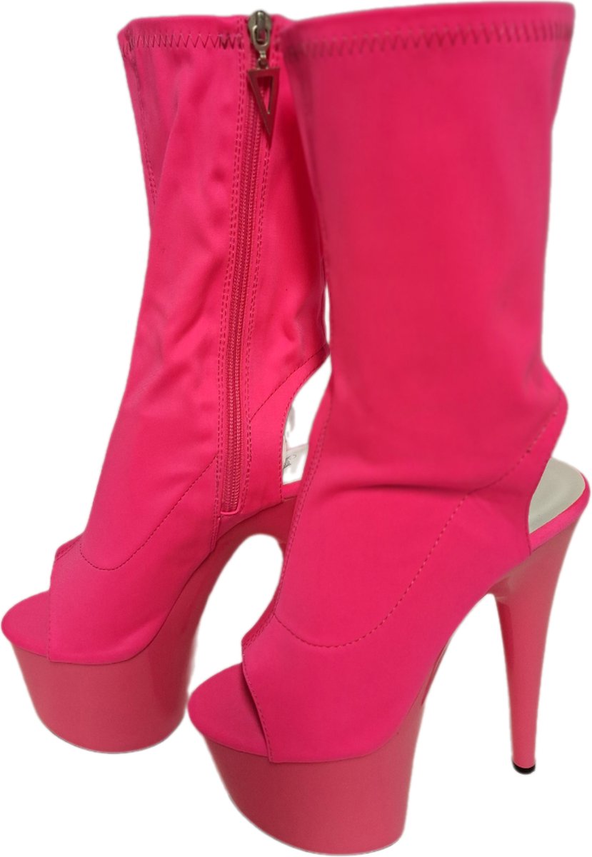 SOISBELLE LAARSJE MET 6CM PLATEUZOOL EN 16 CM HAK IN PINK STOF SIZE 37