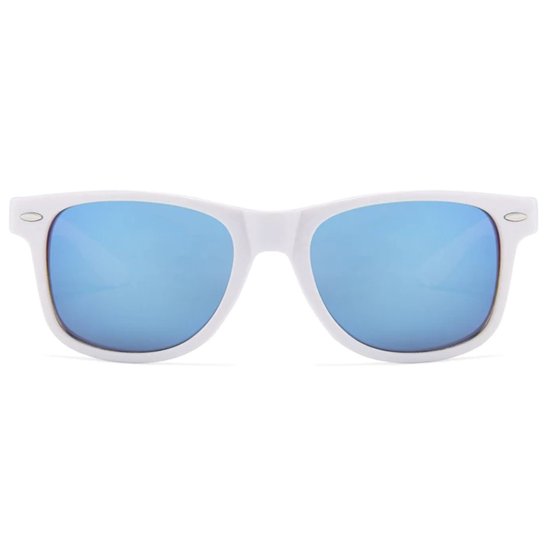 Fako Sunglasses® - Heren Zonnebril - Dames Zonnebril - Classic - UV400 - Wit Frame - Blauw Spiegel van Fako Sunglasses® — afbeelding 3