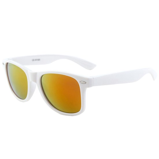 Fako Sunglasses® - Heren Zonnebril - Dames Zonnebril - Classic - UV400 - Wit Frame - Goud/Rood Spiegel van Fako Sunglasses® — afbeelding 2