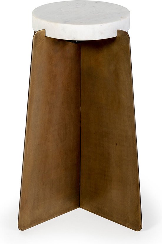 Bijzettafel Thai Natura Wit Gouden Metaal Marmer Ijzer 45 x 57 x 45 cm 45 x 45 x 57 cm