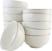 Bols à soupe OTIX - Set de 12 - Bols - Porcelaine - Wit bord doré - 13,5 x 6 cm - DAISY