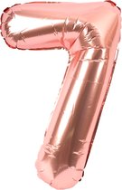 Festivz Rose Goude Cijfer Ballon 7 - Rose Goud – 81 CM - Decoratie – Feestversiering – Rose Gold - Verjaardag - Bruiloft - Feest