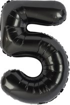 Festivz Zwarte Cijfer Ballon 5 - Zwart – 81 CM - Decoratie – Feestversiering – Black - Verjaardag - Bruiloft - Feest