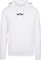 Build Your Brand Heren Zware Pullover Hoodie (Wit)