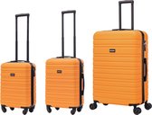 BlockTravel kofferset 3 delig ABS ruimbagage en handbagage 29 39 en 95 liter - inbouw TSA slot - oranje