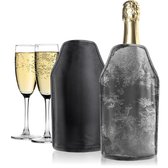 2 x flessenkoelers voor onderweg, champagnekoeler, manchet met elastiek, koelmanchet voor champagne, wijn, bier en softdrinks (02 stuks, zwart)