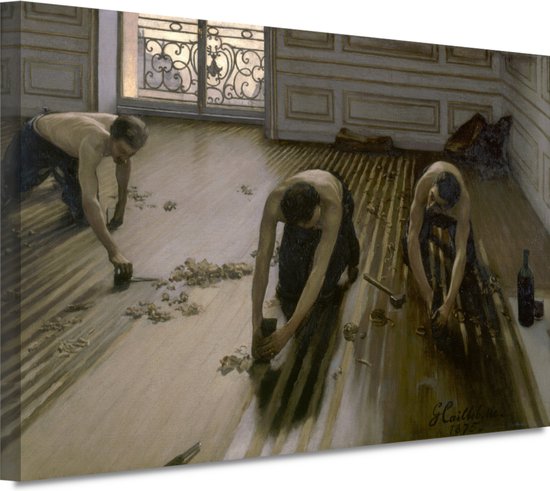 Parketschaafmachines - Gustave Caillebotte wanddecoratie - Werklieden schilderijen - Canvas schilderij Mensen - Schilderijen op canvas industrieel - Canvas schilderij woonkamer - Decoratie slaapkamer 70x50 cm