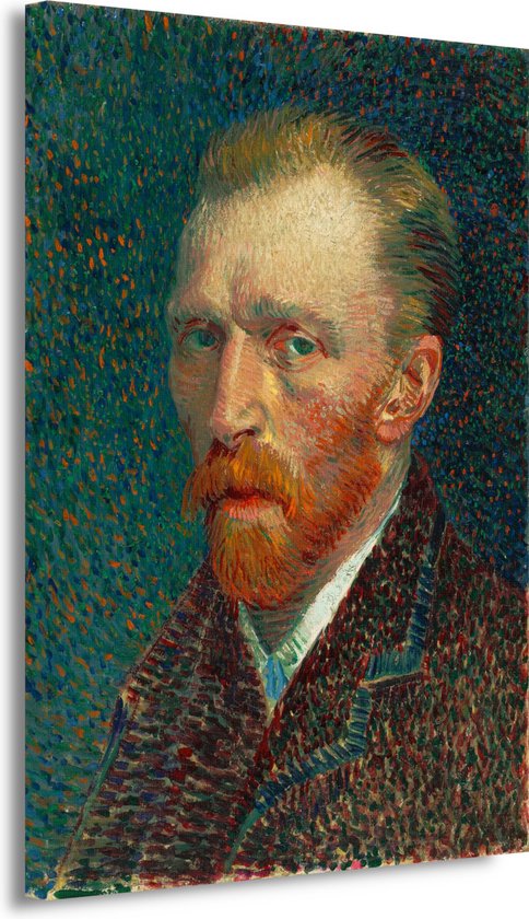 Zelfportret - Vincent van Gogh portret - Portret schilderij - Schilderij op canvas Kunst - Wanddecoratie klassiek - Canvas schilderij - Wanddecoratie woonkamer 75x100 cm