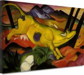 De gele koe - Franz Marc schilderij - Koe schilderij - Canvas schilderij Oude meesters - Landelijke schilderijen - Muurdecoratie canvas - Woonkamer decoratie 90x60 cm