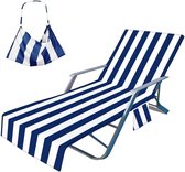 Beschermhoes voor ligstoel, badstof, handdoek voor zonnebed, microvezel, sneldrogend, strandhanddoek met 2 zakken, strandhanddoek voor zwembaden, stranden, tuinhotels (75 x 210 cm)