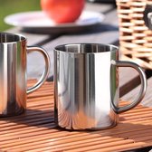2x tasse thermos en acier inoxydable - 400 ml par tasse - tasse isolante à double paroi - tasse à café incassable - tasse thermique - tasse de camping - tasse - sans BPA (400 ml)