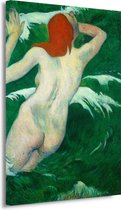 In de golven (Ondine I) - Paul Gauguin portret - Vrouw schilderijen - Muurdecoratie Figuur - Muurdecoratie industrieel - Canvas schilderijen woonkamer - Wanddecoratie woonkamer 75x100 cm