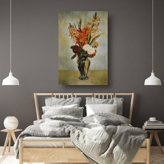 Gladiolen - Pierre-Auguste Renoir wanddecoratie - Bloemen schilderij - Schilderij op canvas Natuur - Schilderijen op canvas industrieel - Schilderijen canvas - Slaapkamer decoratie 40x60 cm