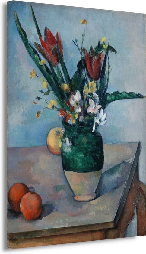 De vaas met tulpen - Paul Cézanne schilderijen - Vaas schilderij - Muurdecoratie Object - Muurdecoratie landelijk - Schilderijen canvas - Decoratie kamer 60x90 cm