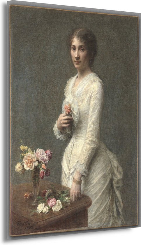 Madame Lerolle - Henri Fantin-Latour portret - Vrouw schilderij - Canvas schilderij Oude meesters - Klassiek schilderijen - Canvas schilderijen - Kunstwerk 60x90 cm